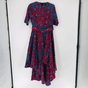 Tribalbyn A Line Midi Dress Blue Red Size XL